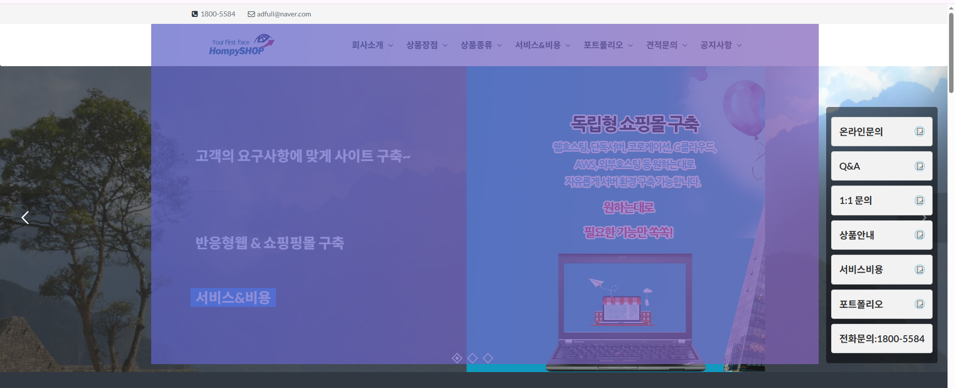 홈페이지 연동 서비스