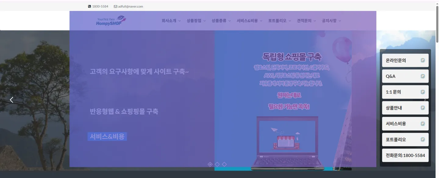 홈페이지 연동 서비스